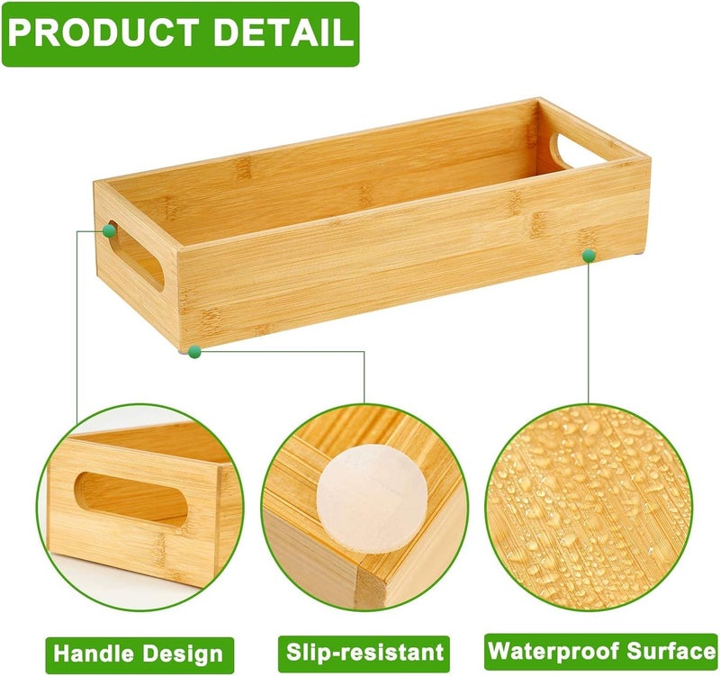 VITVITI Toilet Tray for Bathroom, Bamboo Toilets Paper Storage with Handles, Toilet Paper Tray Holder Organizer Basket for Top Tank/Kitchen Counter Natural,14.9x5.9 Inch - Image 5